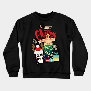 Cute Happy Panda Receives Many Christmas Gifts Crewneck Sweatshirt